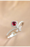 Red Spinel Diamonds Chevron Ring in 18K White Gold