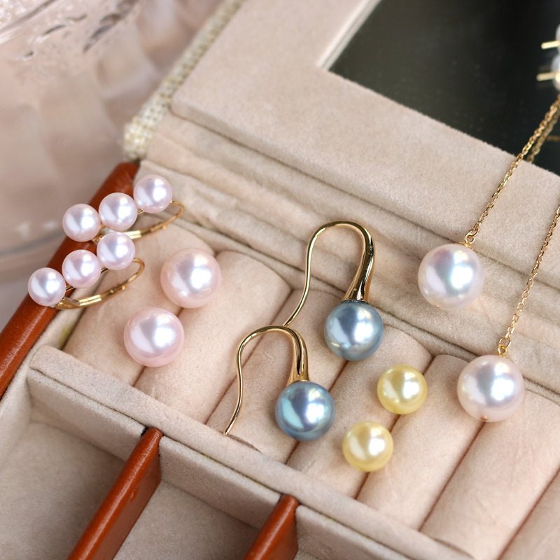 6mm Six Akoya Pearl 18K Yellow Gold Earrings