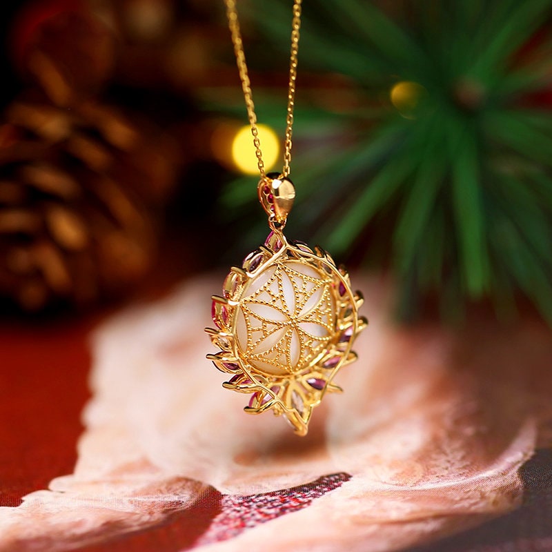 Mabe Pearl & Sapphire Cluster Necklace - 18K Yellow Gold