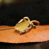 Yellow Jade & White Diamond 18K Yellow Gold Ring