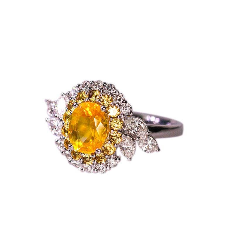 1.5ct Yellow Sapphire Diamonds Ring in 18K Gold