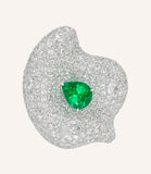 Superior Emerald Full Diamond Pave Platinum 950 Ring