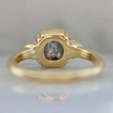 1.3ct Emerald Cut Salt and Pepper Diamond 18K Gold Engagement Ring