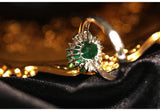 1ct Emerald Oval Cut & Diamond Ring in 18K White Gold