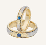 Blue Sapphire Ruby Wedding Platinum 950 Engraved Ring