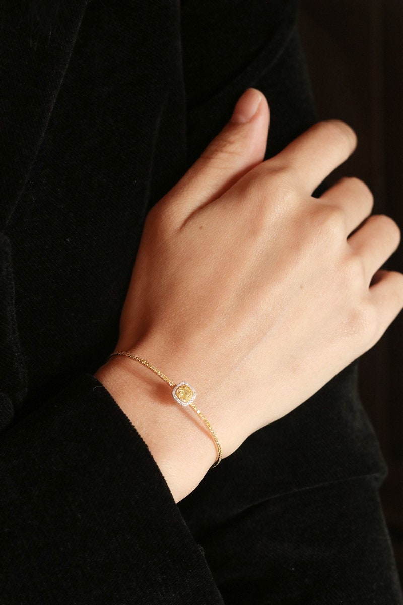 Fancy Yellow Diamonds Bracelets in 18K Two Tone Gold